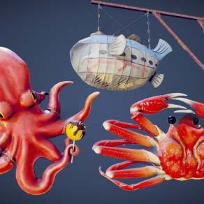 现代章鱼3D模型下载